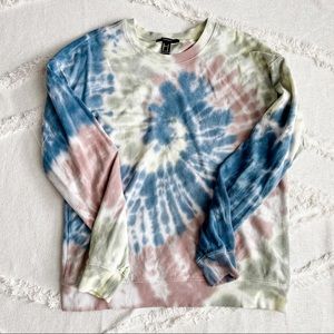 Pink, blue, and green tie dye Crewneck pullover